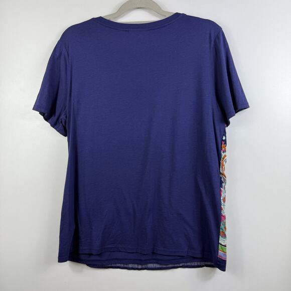 Anthropologie Maeve Maddie Blue Paisley Floral Striped Top Medium Layered Boho - Picture 13 of 14